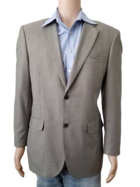 Joseph & Feiss Blazer Sport Coat Houndstooth Two Button Gray and Black Mens 42R